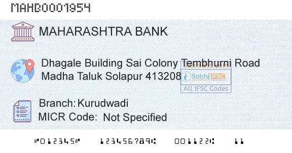 Bank Of Maharashtra KurudwadiBranch 