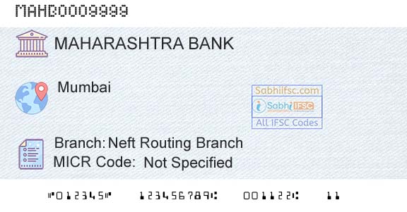 Bank Of Maharashtra Neft Routing BranchBranch 