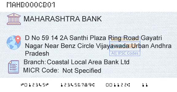 Bank Of Maharashtra Coastal Local Area Bank LtdBranch 