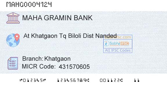 Maharashtra Gramin Bank KhatgaonBranch 