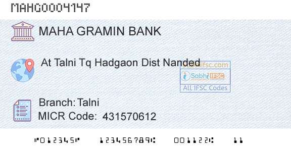 Maharashtra Gramin Bank TalniBranch 