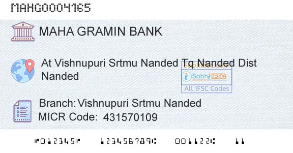 Maharashtra Gramin Bank Vishnupuri Srtmu NandedBranch 