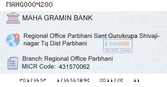 Maharashtra Gramin Bank Regional Office ParbhaniBranch 