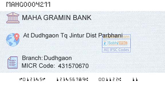 Maharashtra Gramin Bank DudhgaonBranch 