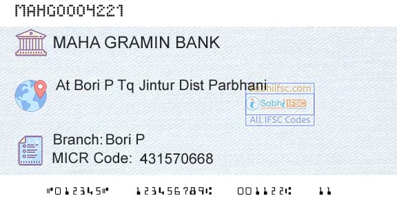Maharashtra Gramin Bank Bori PBranch 