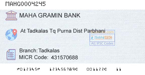 Maharashtra Gramin Bank TadkalasBranch 