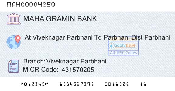 Maharashtra Gramin Bank Viveknagar ParbhaniBranch 