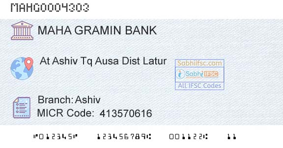 Maharashtra Gramin Bank AshivBranch 