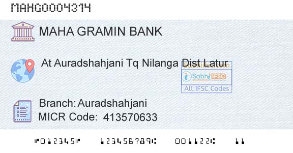 Maharashtra Gramin Bank AuradshahjaniBranch 