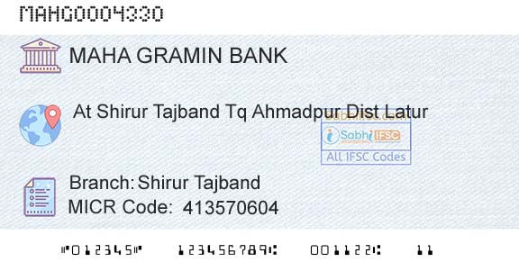 Maharashtra Gramin Bank Shirur TajbandBranch 