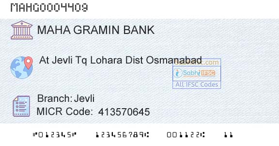 Maharashtra Gramin Bank JevliBranch 