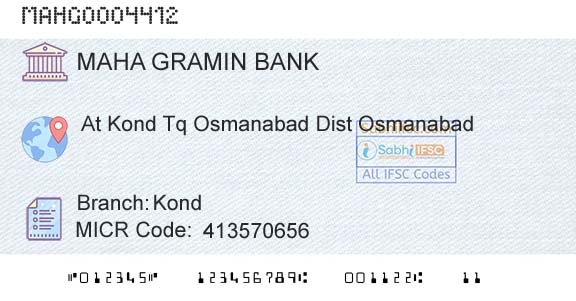 Maharashtra Gramin Bank KondBranch 