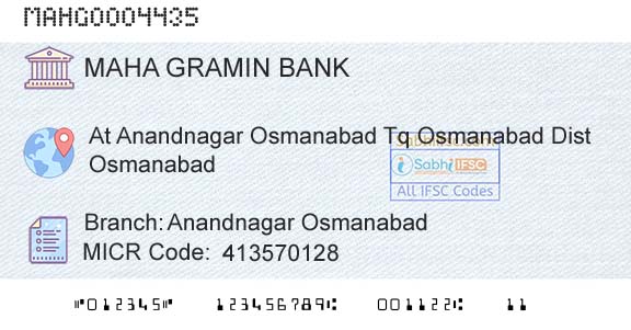 Maharashtra Gramin Bank Anandnagar OsmanabadBranch 