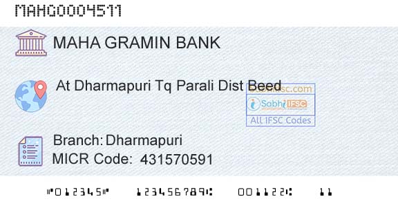 Maharashtra Gramin Bank DharmapuriBranch 