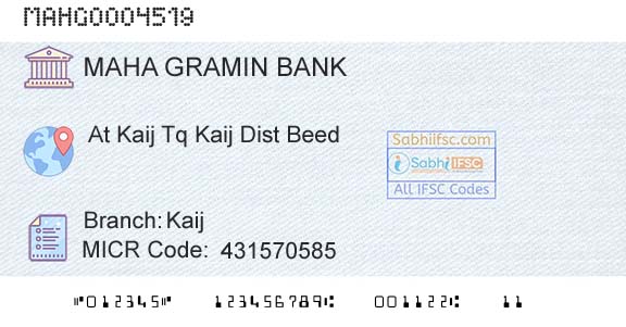 Maharashtra Gramin Bank KaijBranch 