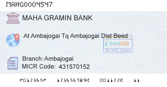 Maharashtra Gramin Bank AmbajogaiBranch 