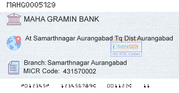 Maharashtra Gramin Bank Samarthnagar AurangabadBranch 