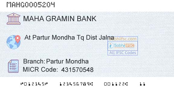 Maharashtra Gramin Bank Partur MondhaBranch 