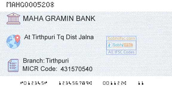 Maharashtra Gramin Bank TirthpuriBranch 