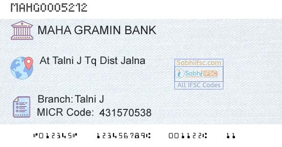Maharashtra Gramin Bank Talni JBranch 