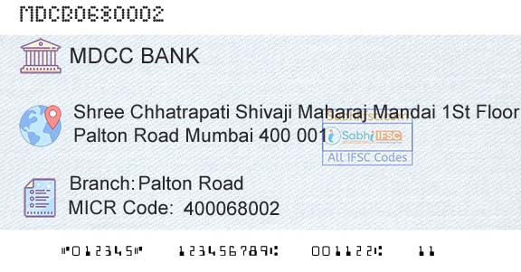 The Mumbai District Central Cooperative Bank Limited Palton RoadBranch 