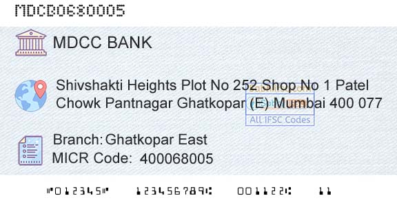 The Mumbai District Central Cooperative Bank Limited Ghatkopar EastBranch 