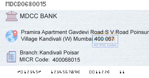 The Mumbai District Central Cooperative Bank Limited Kandivali PoisarBranch 