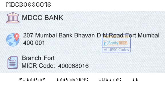 The Mumbai District Central Cooperative Bank Limited FortBranch 