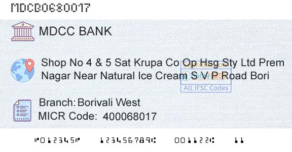 The Mumbai District Central Cooperative Bank Limited Borivali WestBranch 
