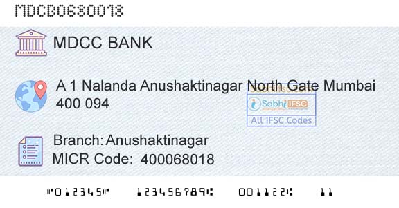 The Mumbai District Central Cooperative Bank Limited AnushaktinagarBranch 