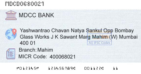 The Mumbai District Central Cooperative Bank Limited MahimBranch 
