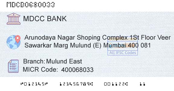 The Mumbai District Central Cooperative Bank Limited Mulund EastBranch 