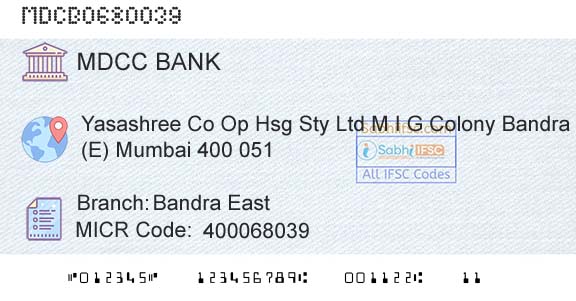 The Mumbai District Central Cooperative Bank Limited Bandra EastBranch 