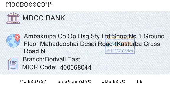 The Mumbai District Central Cooperative Bank Limited Borivali EastBranch 