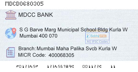 The Mumbai District Central Cooperative Bank Limited Mumbai Maha Palika Svcb Kurla WBranch 
