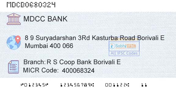 The Mumbai District Central Cooperative Bank Limited R S Coop Bank Borivali EBranch 