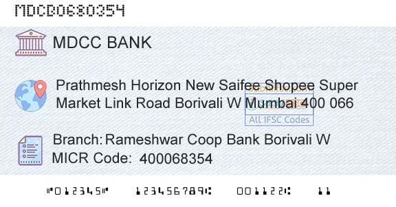 The Mumbai District Central Cooperative Bank Limited Rameshwar Coop Bank Borivali WBranch 