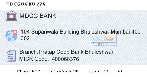 The Mumbai District Central Cooperative Bank Limited Pratap Coop Bank BhuleshwarBranch 