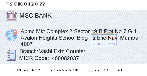 Maharashtra State Cooperative Bank Vashi Extn CounterBranch 
