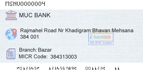 The Mehsana Urban Cooperative Bank BazarBranch 