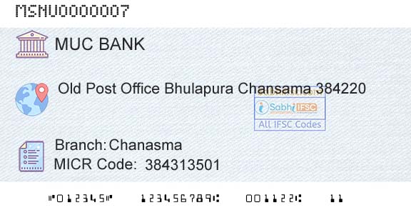 The Mehsana Urban Cooperative Bank ChanasmaBranch 