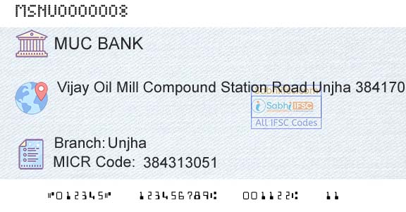 The Mehsana Urban Cooperative Bank UnjhaBranch 