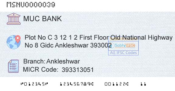 The Mehsana Urban Cooperative Bank AnkleshwarBranch 