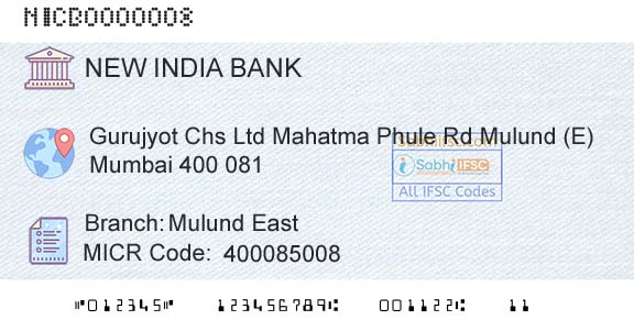 New India Cooperative Bank Limited Mulund East Branch 
