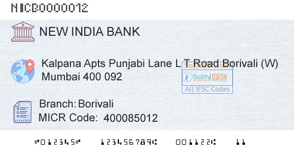 New India Cooperative Bank Limited BorivaliBranch 