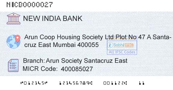 New India Cooperative Bank Limited Arun Society Santacruz EastBranch 
