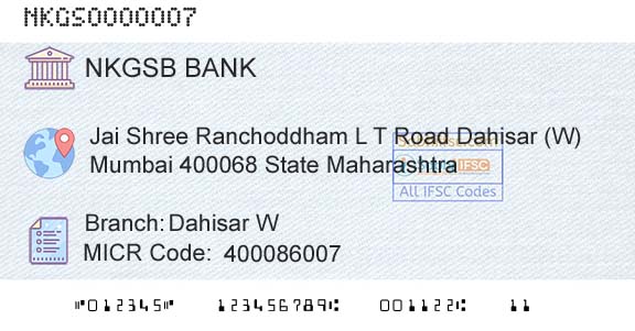 Nkgsb Cooperative Bank Limited Dahisar W Branch 