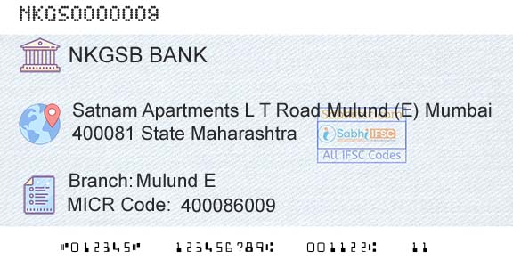Nkgsb Cooperative Bank Limited Mulund E Branch 