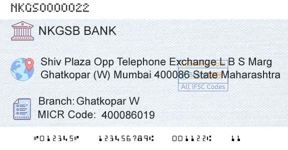 Nkgsb Cooperative Bank Limited Ghatkopar W Branch 