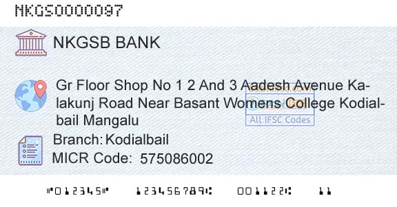 Nkgsb Cooperative Bank Limited KodialbailBranch 
